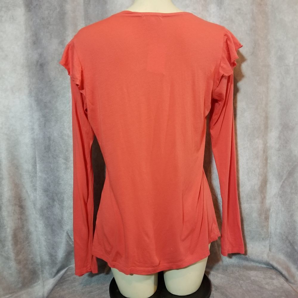 Sundry Cherry Red‎ Ruffle Long Sleeve Top Size 2 - Picture 3 of 5